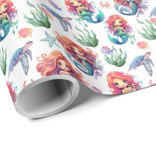 Red Mermaids Wrapping Paper