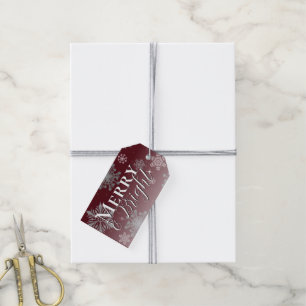 Red Merry and Bright Snowflakes Christmas Gift Tags