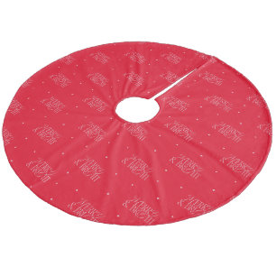 Red Merry and Bright Typography Fleece Tree Skirt