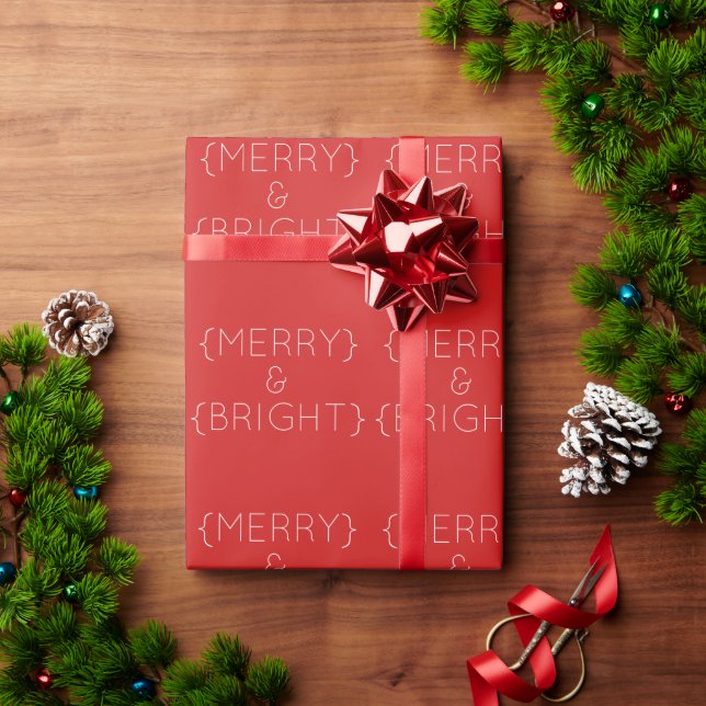 Red Merry and Bright Wrapping Paper (Holiday Gift)