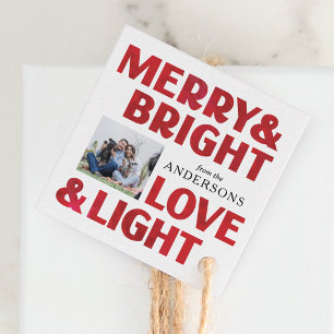 Red Merry Bright Love and Light Christmas Holiday Favour Tags