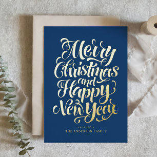 Red Merry Christmas and a Happy New Year Foil Holiday Card