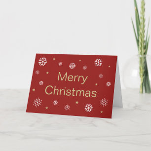 Red Merry Christmas Blank Snowflakes Holiday Card