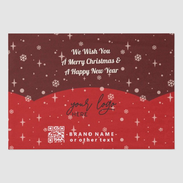 Red Merry Christmas Business Logo QR code Tissue P Paper (Front)