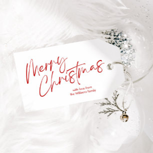 Red Merry Christmas Calligraphy Script Gift Tags