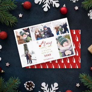 Red Merry Christmas Chic Trendy Collage 5 Photos