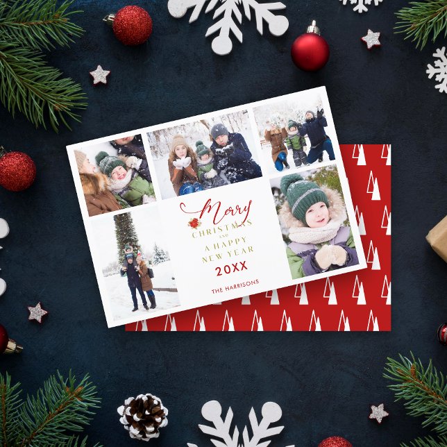 Red Merry Christmas Chic Trendy Collage 5 Photos (Creator Uploaded)