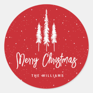 Red Merry Christmas Classic Round Sticker