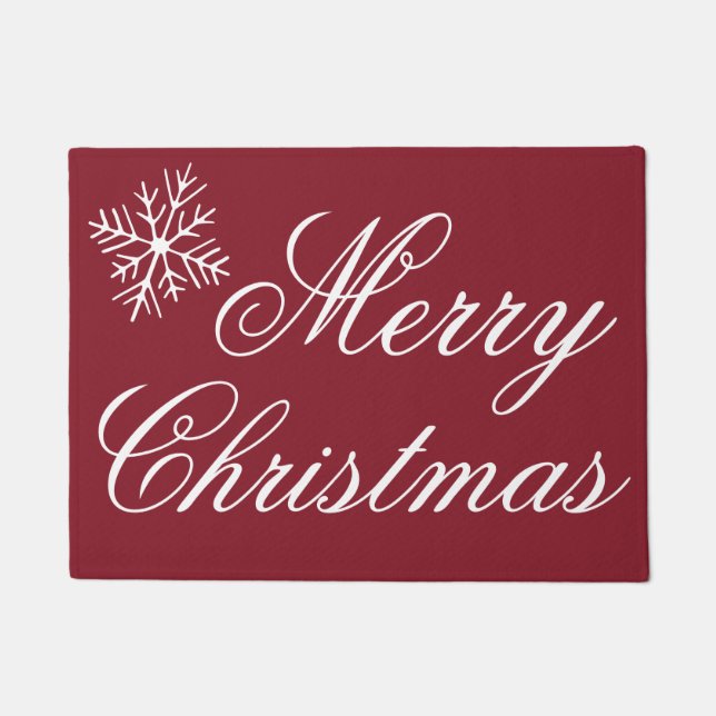 Red Merry Christmas Doormat Rug Welcome Mat (Front)