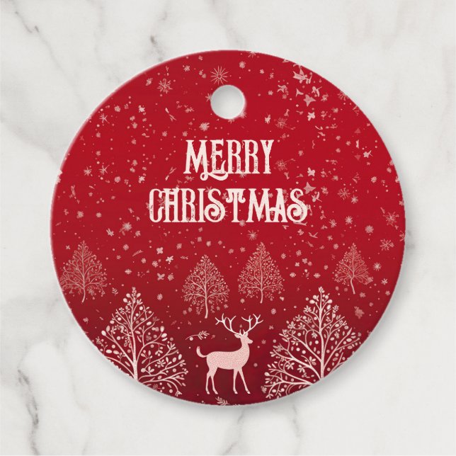 Red Merry Christmas Favour Tags (Front)