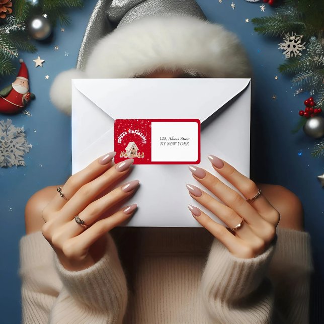 Red Merry Christmas Graffiti Address Labels (Creator Uploaded)