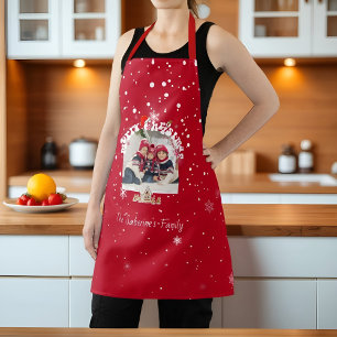 Red Merry Christmas Graffiti Holiday Family Photos Apron