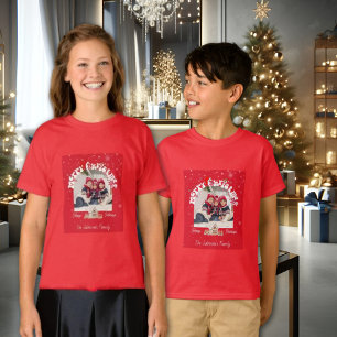 Red Merry Christmas Graffiti Holiday Family Photos T-Shirt