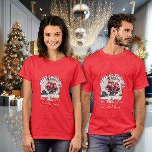 Red Merry Christmas Graffiti Holiday Family Photos T-Shirt