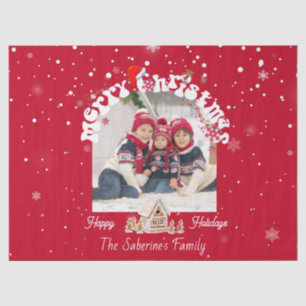 Red Merry Christmas Graffiti Holiday Family Photos Tissue Paper