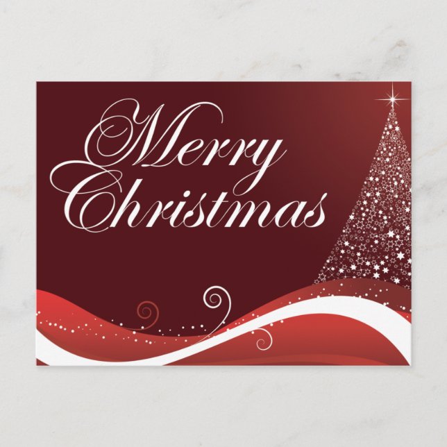 Red Merry Christmas Holiday Postcard (Front)