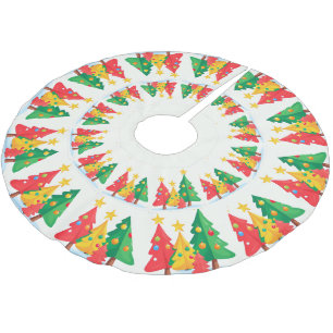 Red Merry Christmas Holly Xmas tree seamless gifts Brushed Polyester Tree Skirt