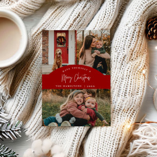 Red Merry Christmas Modern Minimalist Card