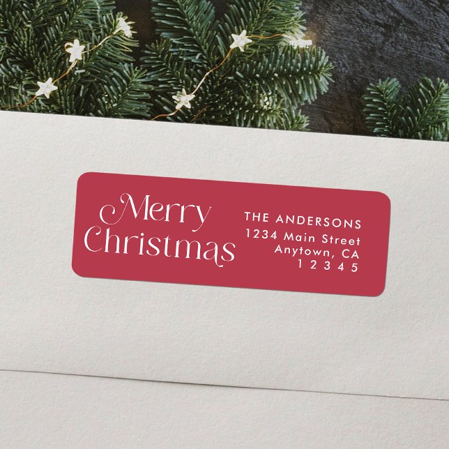 Red Merry Christmas Modern Type (Red Merry Christmas Modern Type Label)