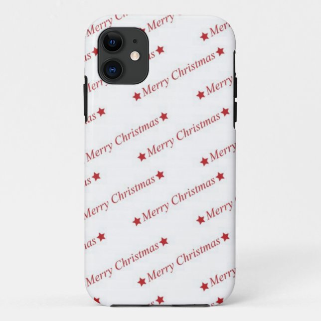 Red Merry Christmas On Whote Background Case-Mate iPhone Case (Back)