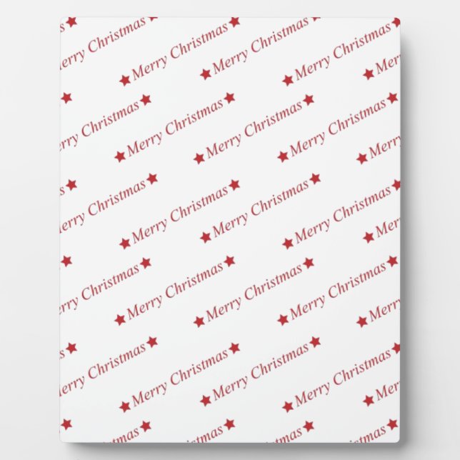 Red Merry Christmas On Whote Background Plaque (Front)