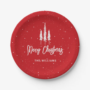 Red Merry Christmas  Paper Plate