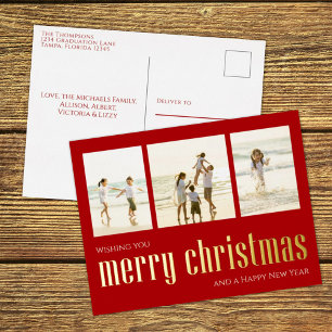 Red Merry Christmas Photo Collage Card