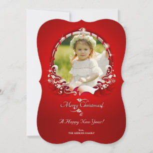 Red Merry Christmas Photo Frame Card