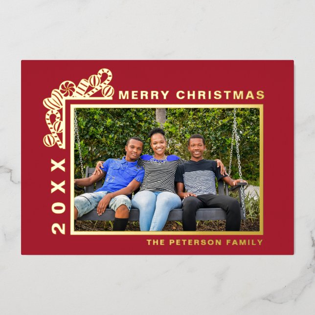 Red Merry Christmas Photo Gold (Front)