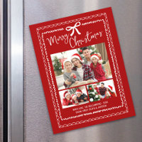 Red Merry Christmas Photo Hand Drawn Doodle Magnet