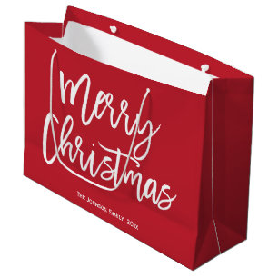 Red Merry Christmas Script Gift Bags