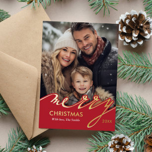 Red Merry Christmas Script Photo