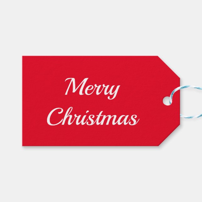 red merry christmas simple minimal gift tag (Front (Horizontal))