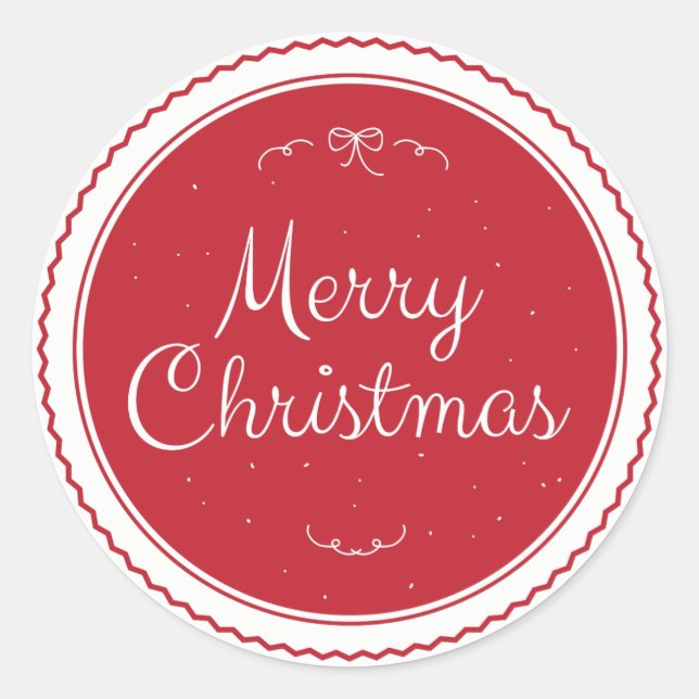 Red Merry Christmas Sticker Gift Tag (Front)