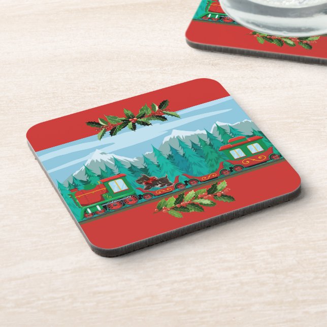 Red Merry Christmas Train Coaster (Left Side)