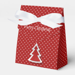 Red Merry Christmas Tree & Dots Tent Favour Box