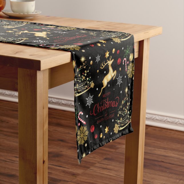 Red Merry Christmas Tree Short Table Runner (In Situ)