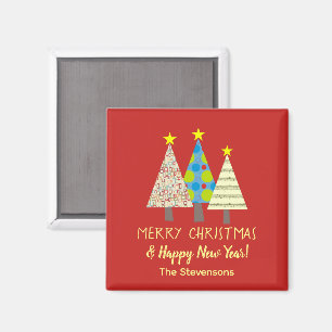 Red Merry Christmas Trees Magnet