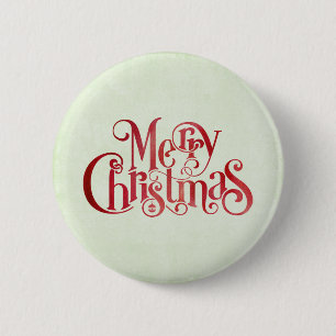 Red Merry Christmas Typography Festive Font 6 Cm Round Badge