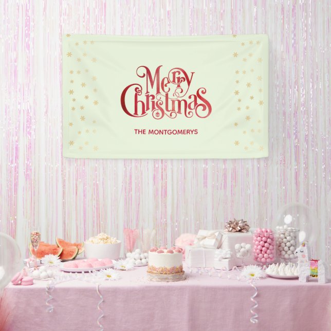 Red Merry Christmas Typography Festive Font Banner (Party)