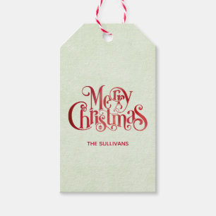 Red Merry Christmas Typography Festive Font Gift Tags