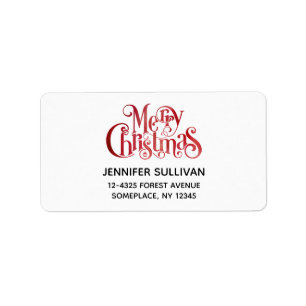 Red Merry Christmas Typography Festive Font Label