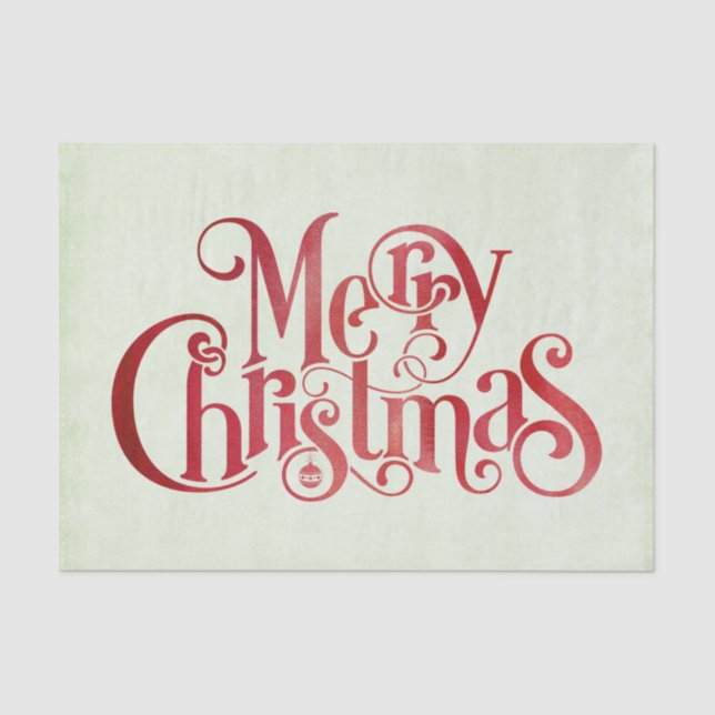 Red Merry Christmas Typography Festive Font Tissue Paper (Front)