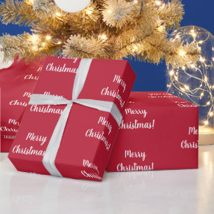 Red Merry Christmas Typography Wrapping Paper