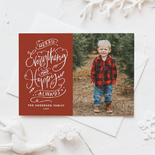 Red Merry Everything and Happy Always Photo Holiday Card