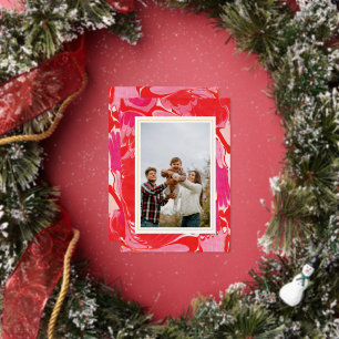 Red Merry Marble Foil Holiday Photo Card