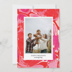 Red Merry Marble Holiday Photo Card