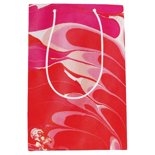 Red Merry Marble Medium Gift Bag (Front)