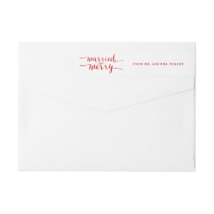 Red Merry & Married   Holiday Wraparound Label