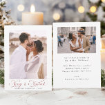 Red Merry & Married Modern Elegant Script 2 Photo  Holiday Card<br><div class="desc">Modern elegant calligraphy holiday photo card with an additional photo and text on the back.  For more advanced customisation of this design,  please click the BLUE DESIGN TOOL BUTTON above!</div>